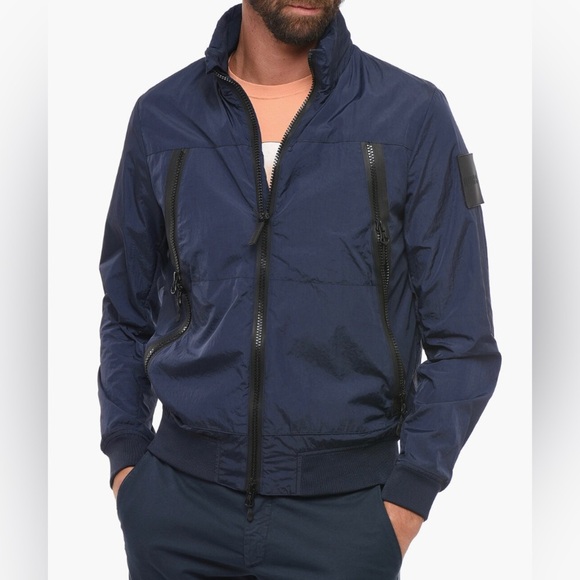 OUTHERE UTILITY WINDBREAKER W/HIDDEN HOOD Navy Italy Men’s Sz Medium - Picture 1 of 16